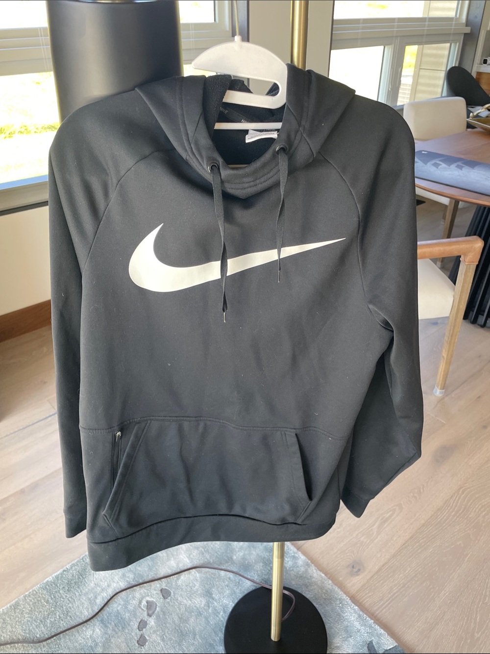 Nike Black Pullover Hoodie with Large White Swoosh